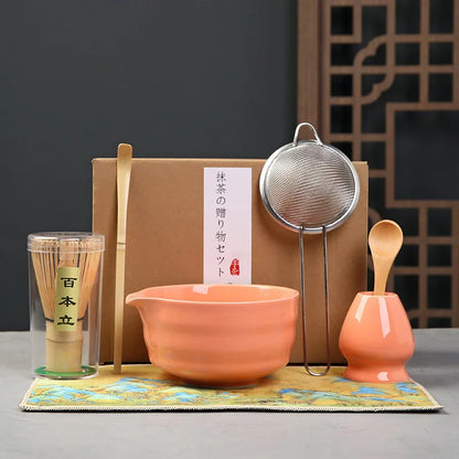 Matcha Set Kit Japanese Ceremony Green/Pink/White With Bamboo Spoon/Scoop, Whisk Holder, Matcha Bowl Matcha Gift Set