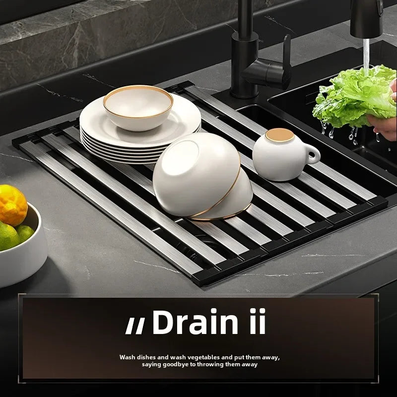 Roll up Dish Drying Rack Over The Sink for Kitchen Portable Aluminum Dish Rack Foldable Dish Drying Racks No rust No mildew New