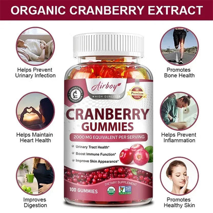 Cranberry Gummies - Support Kidney and Urinary Tract Health, Enhance The Immune System, and Promote Metabolism