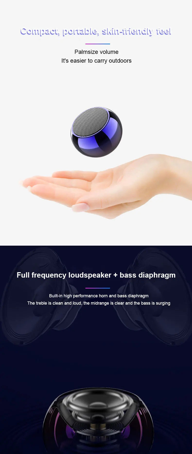 M3 Wireless Bluetooth Speaker Sound Box Audience Metal Stereo Surround Subwoofer Small Mini Portable Bluetooth Speakers