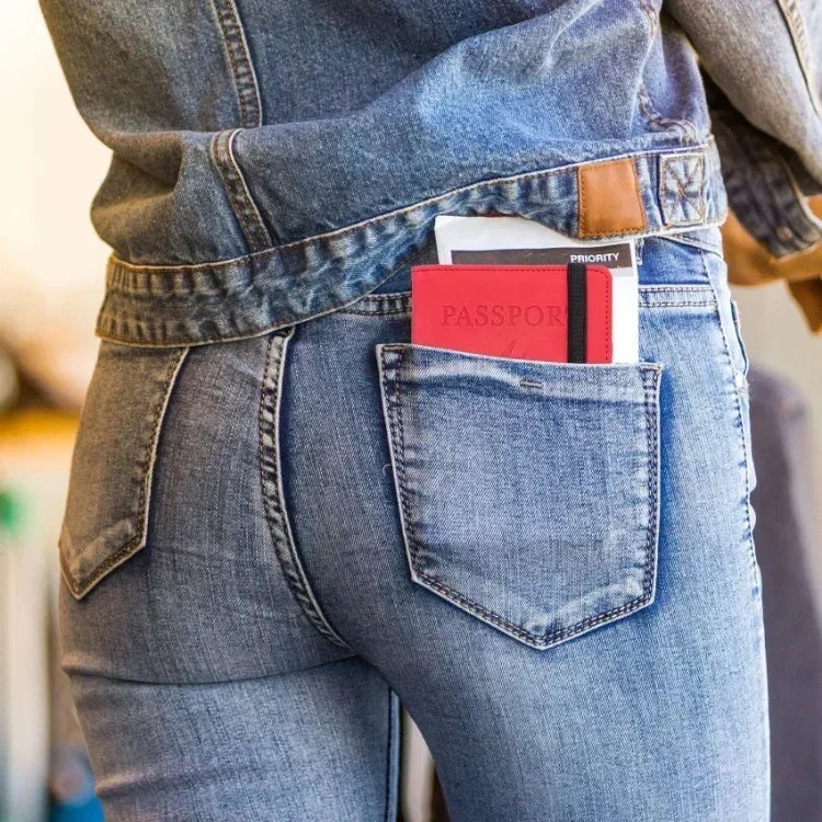 RFID Blocking Leather Card Case Passport Holder Cover Wallet Travel Accessories for Women Men