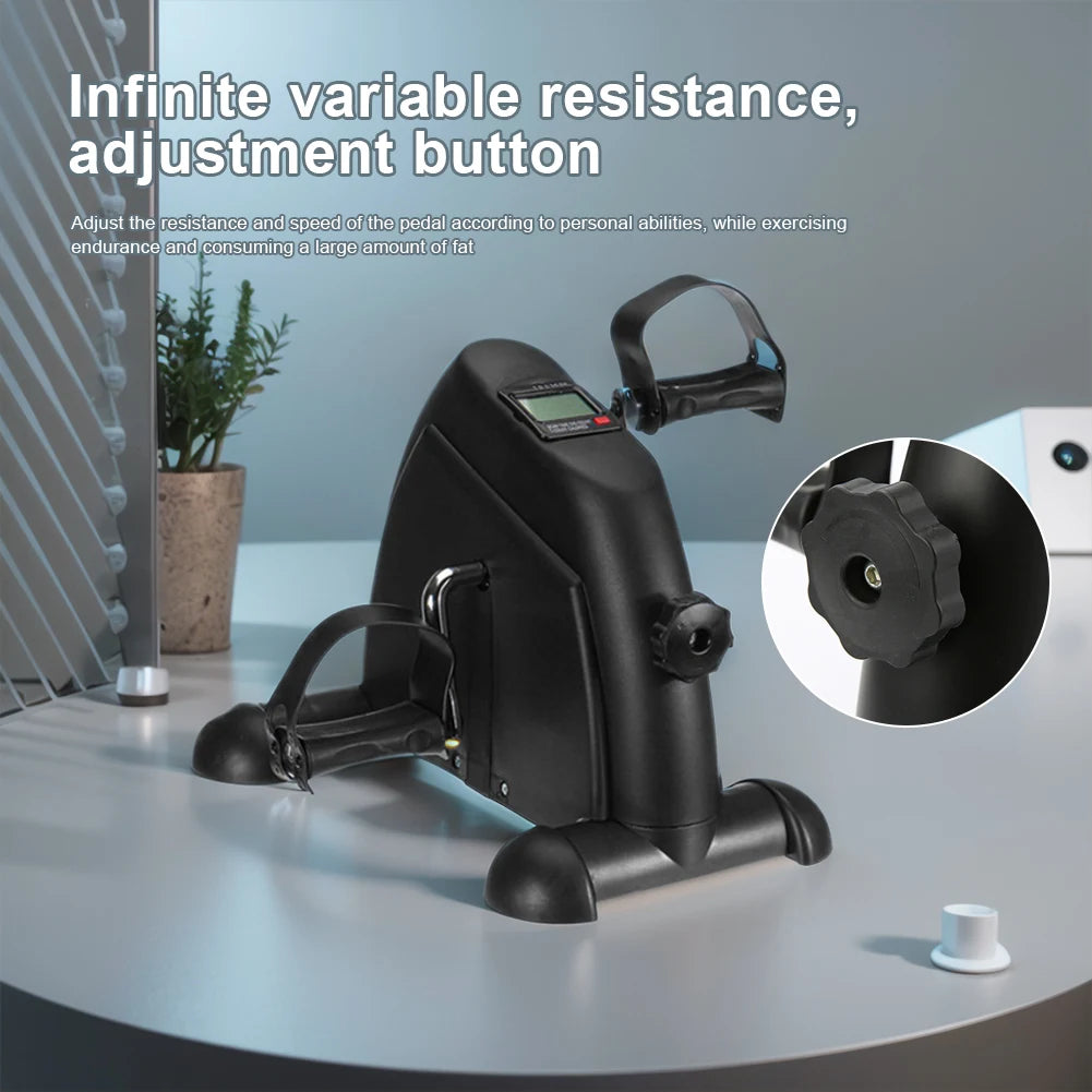 Mini Exercise Bike Arm and Leg Trainer Adjustable Foot Pedal Exercise Machine LCD Display Portable Pedal Trainer for Home Office