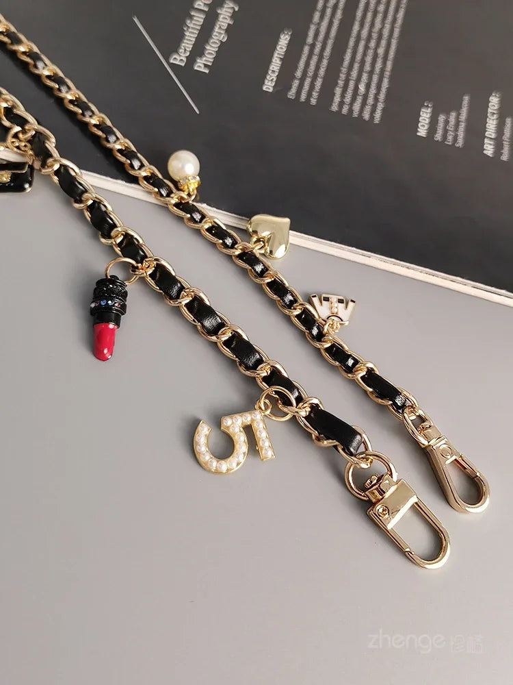 Mobile Phone Lanyard Pickup Carrying Chain Short Wrist Strap Style Phone Universal 5 Lipstick Strap Small Fragrant Wind Pendant