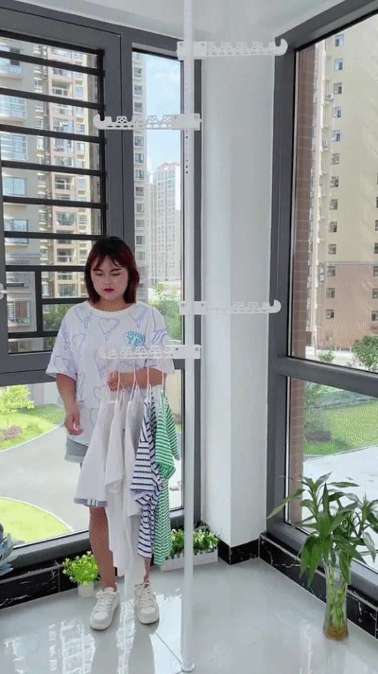 Household Flooring drying rack indoor telescopic pole drying rack Balcony Window Retractable drying rod Fixed Hanging Coat Racks