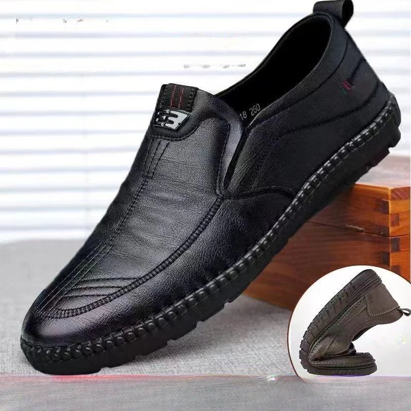 Mens PU Leather Loafers Non Slip Walking Flats Breathable Outdoor Slip on Casual Shoes for Male Work Office Driving Sneakers2