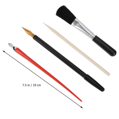 4 Pcs Scratch Painting Tool Wooden Stylus Pen Supplies Craft Kit Drawing Instruments Teaching Tools Educational Equipment