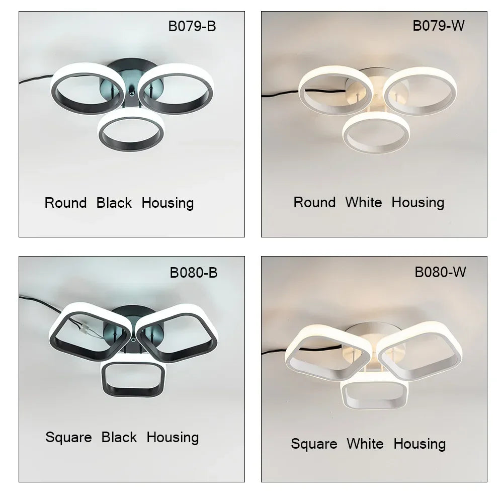 LED Ceiling Light Modern 3 Rings Ceiling Lamp for Bedroom Living Room Bathroom Entrance Corridor Ceiling Kitchen Lighting