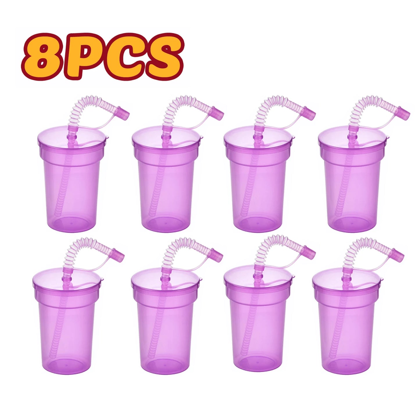 Neon Sipper Cups - Colorful, Spill-Proof Cups with Lids and Straws - Ideal for School Events, Themed Parties, and Birthday Party