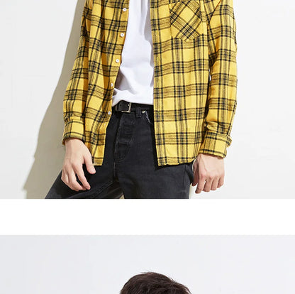 40%cotton fashion korean populasr clothes Casual plaid long-sleeve shirts for men slim fit plain shirt social streetwear tops