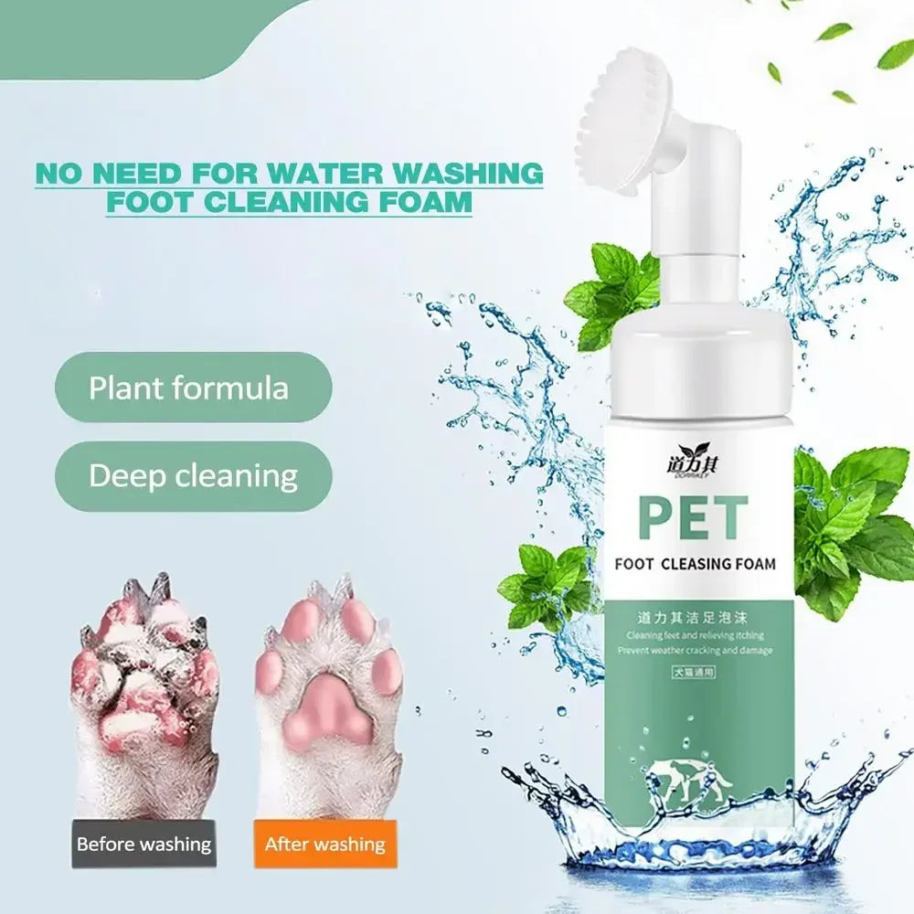 Pet Foot Paw Cleaner 150ml No-Rinse Shampoo With Massaging Brush For Cats Dogs Grooming dog perfume