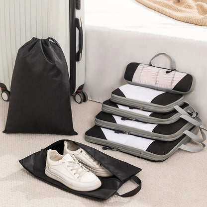 Set/6Pcs Compressible Packing Travel Storage Bag Cubes Waterproof Suitcase Portable Luggage Organizer With Handbag Packing Bag