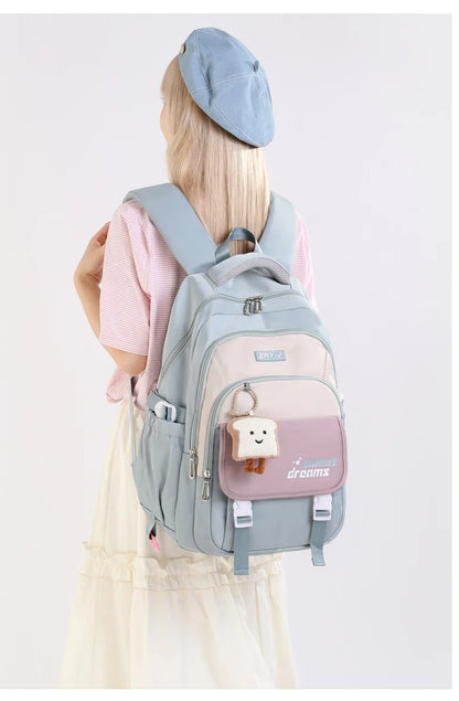 Girls Backpack for School Kawaii Bookbag for Teenage Multiple Pockets School Bag for Primary Elementary Middle School, Age 6-14