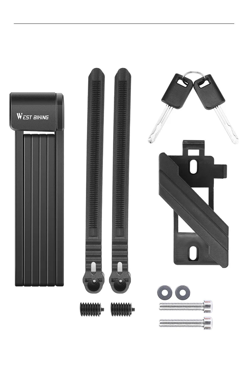 WEST BIKING Foldable Bicycle Lock Security Anti-theft Cycling Lock MTB Road Bicycle Accessories Scooter Electric Bike Chain Lock