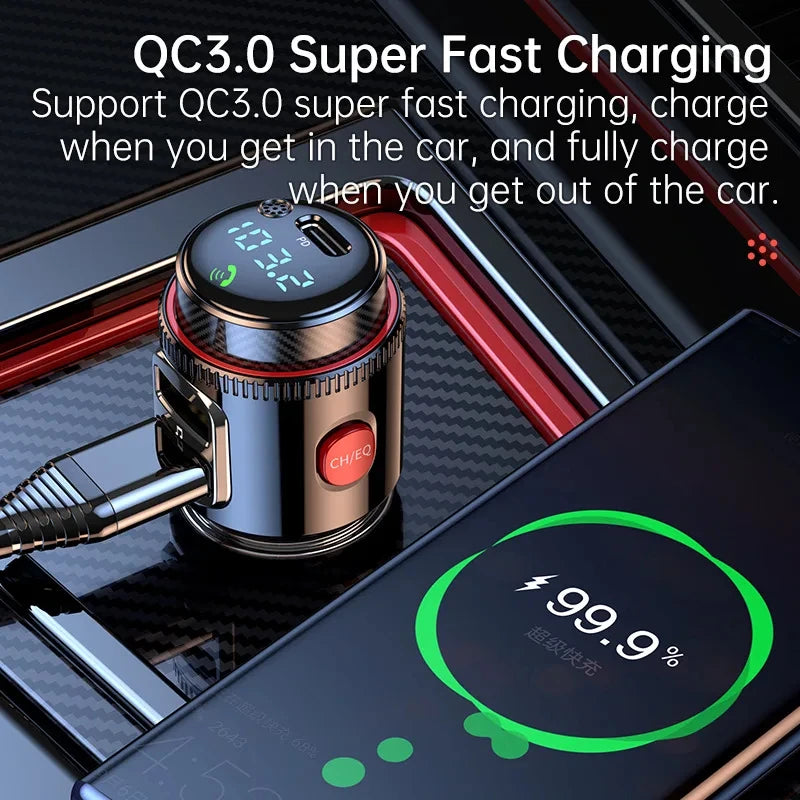 Xiaomi 2025 New PD30W+QC Bluetooth 5.4 Car MP3 Player FM Transmitter Wireless Handsfree U Disk Play USB Car Fast Charge Adapter