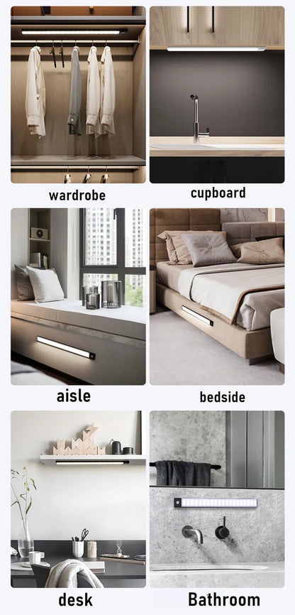 Under Cabinet Light Motion Sensor Light Rechargeable Magnetic Led Night Light Closet Light Kitchen Bedroom Lighting Night Light