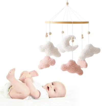 Baby Crib Mobile Rattle Toy 0-12Months Infant Soft Felt Teddy Velvet Pink Bear Bed Bell Hanging Toy Holder Bracket Crib Girl Toy