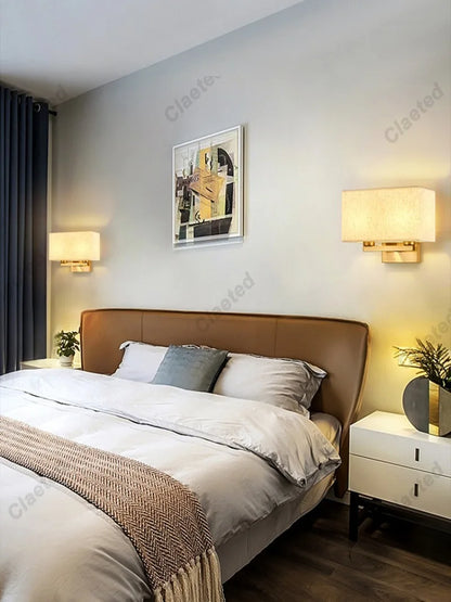 LED Fabric Lampshade E27 Decorative Wall Lamp Indoor Corridor Living Room Bedroom Bedside Wall Lamp Decorative Lighting Fixture