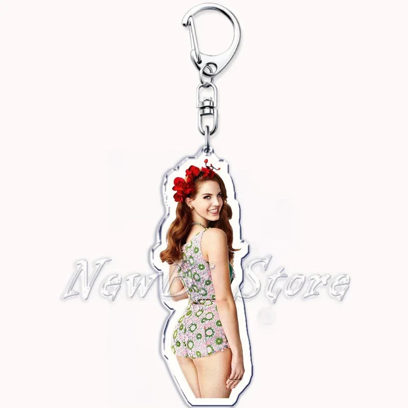 Hot Singer Lana Del Rey Keychain for Accessories Bag Pendant Born To Die Ultraviolence Key Chain Ring Keyring Jewelry Fans Gifts