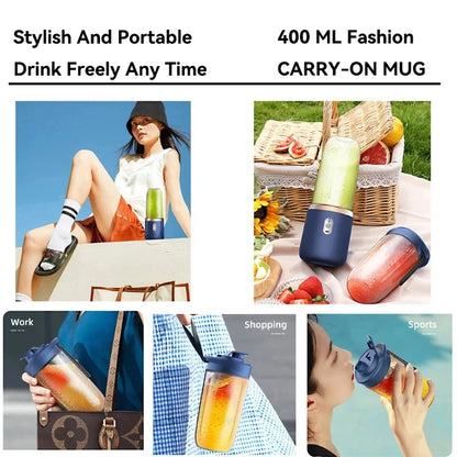 Portable electric juicer, multifunctional dual cup juicer, fruit blender, milkshake, USB rechargeable blender, smoothie maker