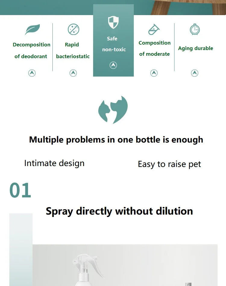 Natural Scented Pet Spray, Fresh Dog, Cat Body Perfume, Scent Deodorant, Remove Odor, Deodorant, Safety, 500ml