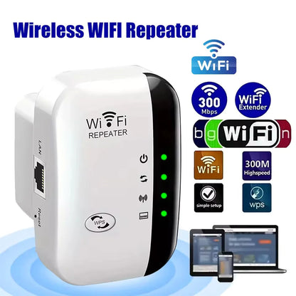 Compact WiFi Extender Wireless Signal Booster Repeater AP Mode Dual Band 300Mbps for Home Router Works with Most Routers