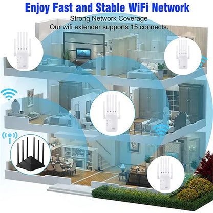 Xiaomi New 1200M WiFi Repeater 2.4G/5G Dual Band Wifi Amplifier Network Expander Range Extender 6 Antenna Wireless Wi-Fi Router