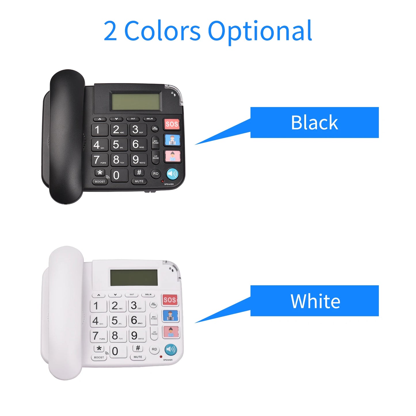 Corded Phone with Big Button Desk Landline Phone Telephone Support Hands-Free/Redial/Flash/Speed Dial/Ring Volume Control
