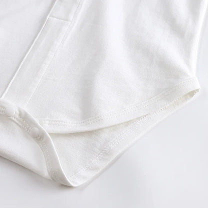Baby Boys Clothes Infant White Long/Short Sleeve Shirt Lapel Bodysuits Detachable Bow Tie 0-24 Months Newborn Baby Blouses