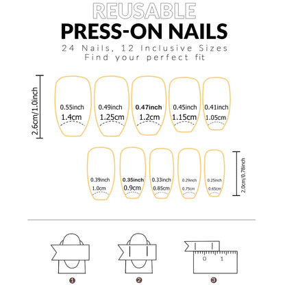 24PCS Long Coffin Pink Press On Nails Fake Press On Nails Gradation Press On Nails Summer Nails