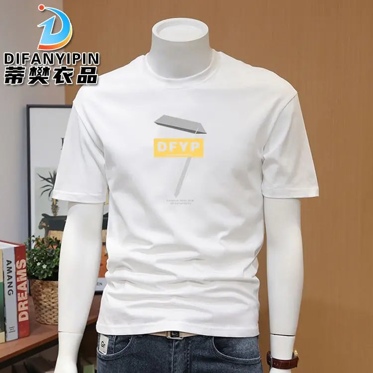 Men's T-shirts, Summer Round Neck Printed Trendy Men's Casual Versatile Short Sleeve Tops