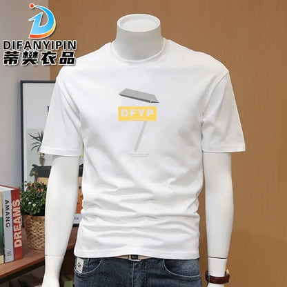 Men's T-shirts, Summer Round Neck Printed Trendy Men's Casual Versatile Short Sleeve Tops