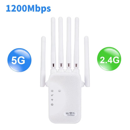 2.4G/5GWiFi Wifi Amplifier Dual Band Repeater 1200Mbps Wireless Signal Range Extender Long Range Network Signal Booster For Home