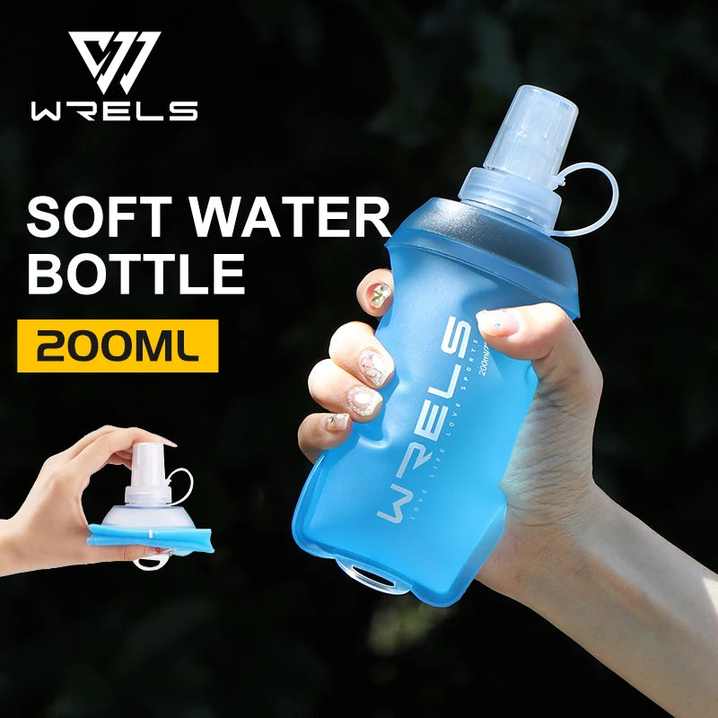WRELS Foldable Silicone Soft Flask Water Bottle for Outdoor Sport  Running Camping Folding TPU Soft Flask Water Bag BPA Free