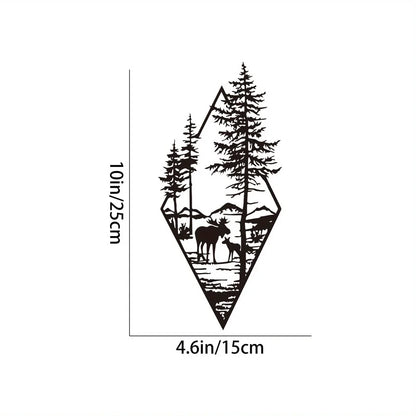 HelloYoung Landscape Wall Art, Deer & Scene Metal Wall Art Ornaments Home Decor, Metal Wall Art, Home Decor Art Wall Ornaments