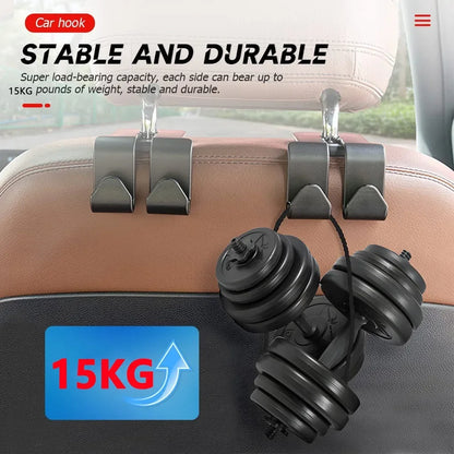 Upgrade Double Head Hooks Car Rear Seat Hanging Holder Interior Hook Organizer Back Seats Headrest Hanger Hook Car Accessories