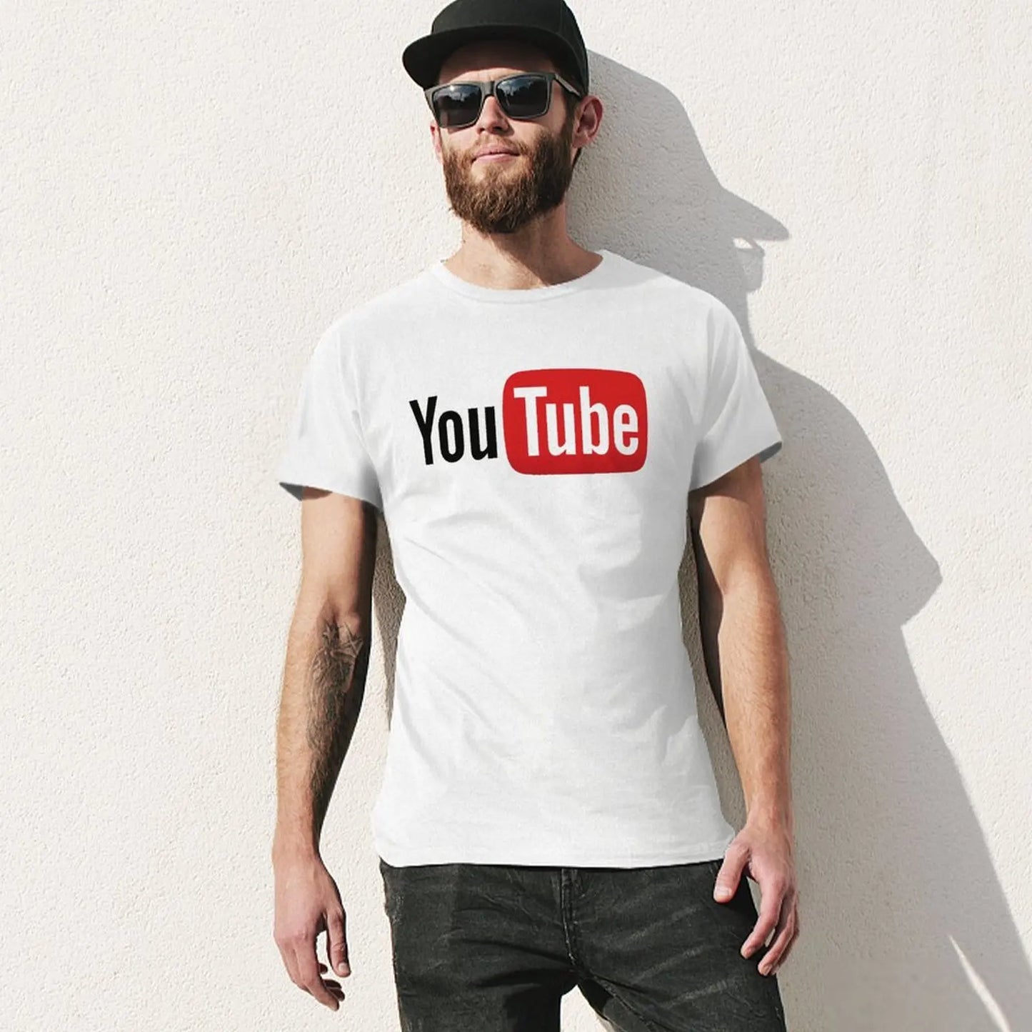 Mens T-Shirt YouTube Logo T-Shirts Fashion Video Website Summer Tees Y2K Fun Design 100% Cotton Clothes Plus Size