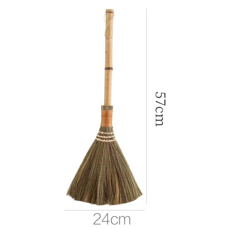 Retro Japanese Soft Hair Brooms Wood Floor Sweeping Straw Braided Household Floor Cleaning Household Floor Useful Cleaning Tools