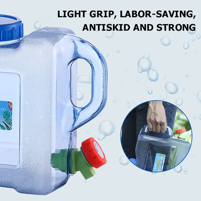 5 L Water Container with Faucet Water Carrier Canister Large Capacity Water Bottle Water Can Bucket Food Grade Water Container