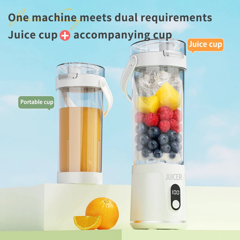 Portable Juice Blender 600ml 12 Blades Fast Blending USB Rechargeable For Outdoor Milkshake Smoothie Electric Juicing Cup