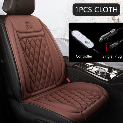 Car Heated Seat Cover 12/24V 30‘ Fast Heating Seat Cushion Universal Car Seat Heater Durable Cloth Thicken Car Heating Pad Seat
