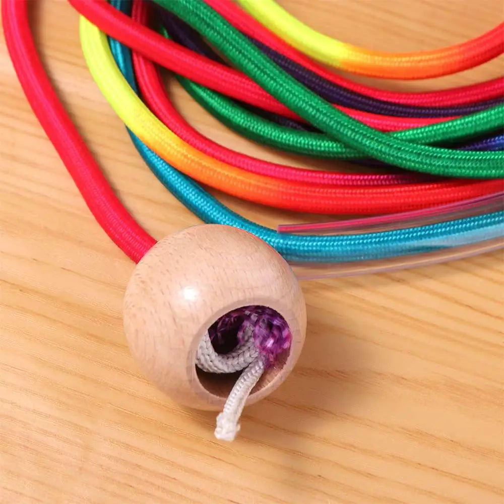 Anti-Slip Rainbow Long Rope Outdoor Fun Ball Handle Group Skipping Rope Exercise Colorful 5m Jump Rope Fitness Equipment