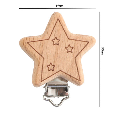 Kovict 5Pcs 19 Styles Beech Wooden Clips Metal Bracket DIY Pacifier Chain Handmade Crafts Accessories
