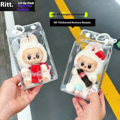 Labubu Fully Transparent Square Walking Bag Labubu Sitting Posture Protective Cover Labubu Protective Cover Display Bag Fashion