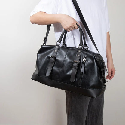 2025 New Men Travel Totes Crossbody Shoulder Bags Large Capacity Handbag Fashion Top-Handle Bag Waterproof PU Leather Laptop Bag