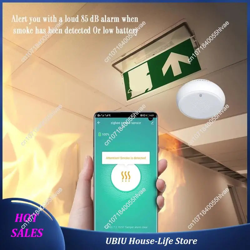 Tuya Smart Zigbee 3.0 Fire Alarm Smoke Detector Tuya Smart Fire Alarm Smoke Detector 2.4Ghz High Sensitivity Smoke Sensor-Best S