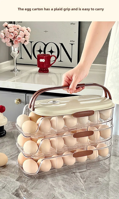 Smart Egg Storage Box - Slide-Out Drawer & Gravity Roller Design with Hidden Handle, Stackable Fridge Organizer for Side Door