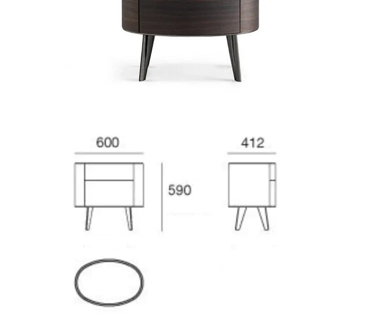 Solid Wood Creative Elliptical Bedside Table Modern Simple Night Stand for Bedroom Nightstands Storage Cabinet Bedroom Furniture