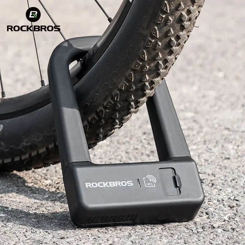 ROCKBROS Bicycle Smart Lock NFC Lock Aluminum Alloy High Strength Waterproof Anti-theft Safety U-Shape Lock MTB Road Bike Cyclin