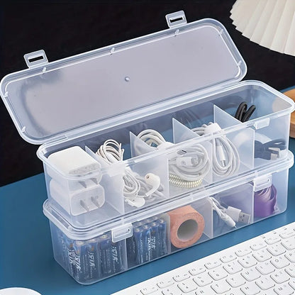 Large Capacity Cable Management Box with Lid Multipurpose Plastic Storage File Box Rectangle Organizer Home Desk Organization