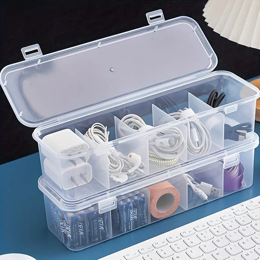 Large Capacity Cable Management Box with Lid Multipurpose Plastic Storage File Box Rectangle Organizer Home Desk Organization